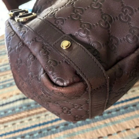GUCCI 🤎☀️🤎 Authentic Abbey Guccissima Diagonal GG Hobo - Picture 11 of 16
